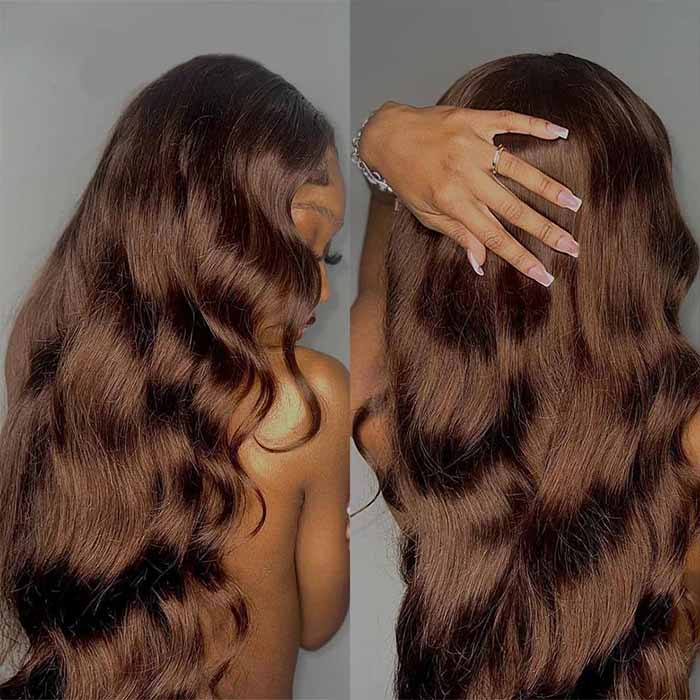 13x4 Lace Frontal Pre-All Glueless Wig Chocolate Brown Body Wave/Straight Ready & Go Human Hair Wigs Special Offer - Image 4
