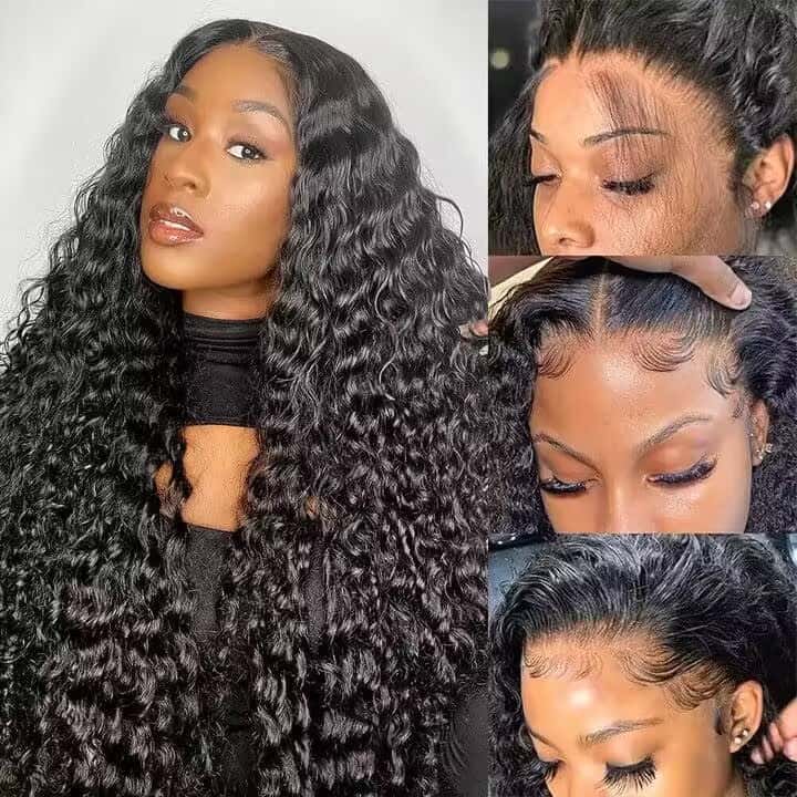 13x6 HD Full Lace Frontal Wigs Invisible HD Lace Deep Wave Front Wigs Pre Bleached Knots Plucked Hairline - Image 4