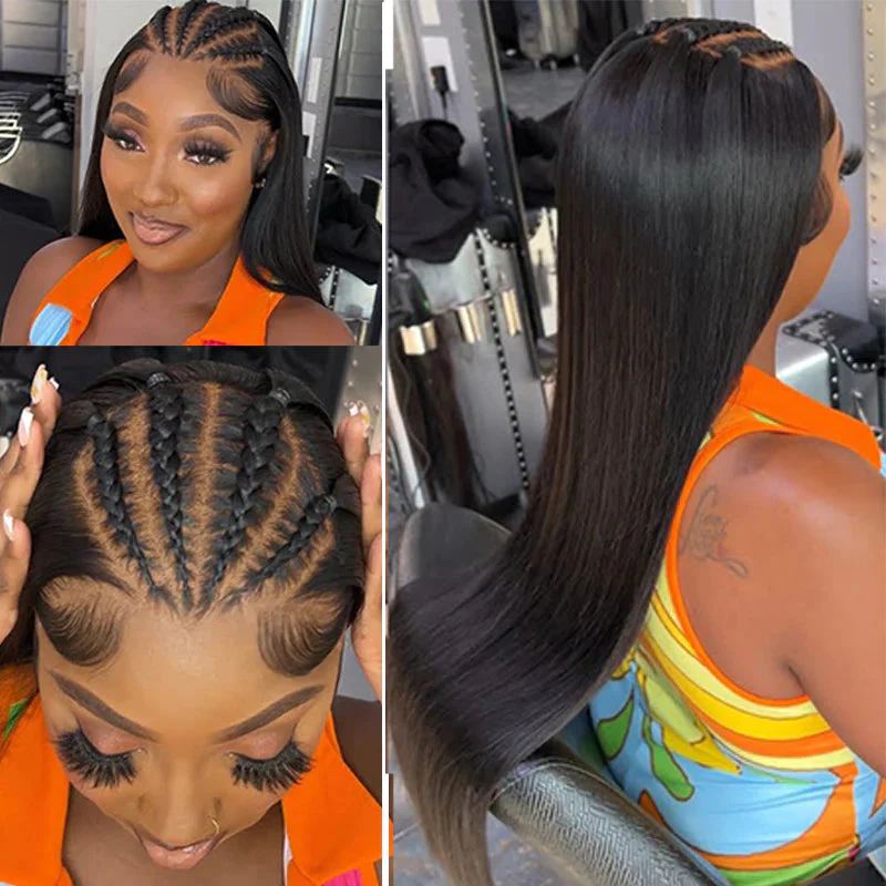 13x6 HD Full Lace Frontal Wigs Invisible HD Lace Straight Front Wigs Pre Bleached Knots Plucked Hairline - Image 5