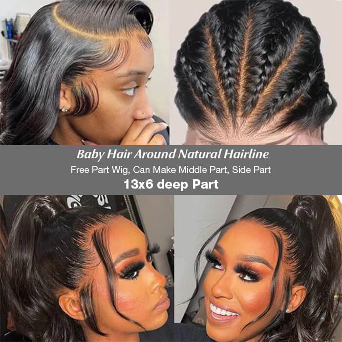 13x6 HD Full Lace Frontal Wigs Invisible HD Lace Straight Front Wigs Pre Bleached Knots Plucked Hairline - Image 7
