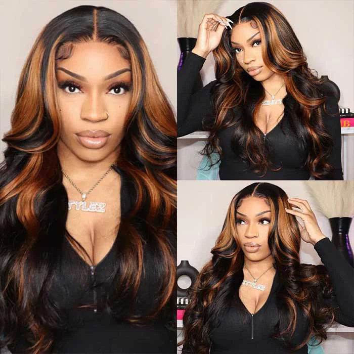 #1B/30 Copper Blonde Highlight Glueless Wig Pre Plucked Pre-Cut Lace Pre Bleached Body Wave Wig - Image 6
