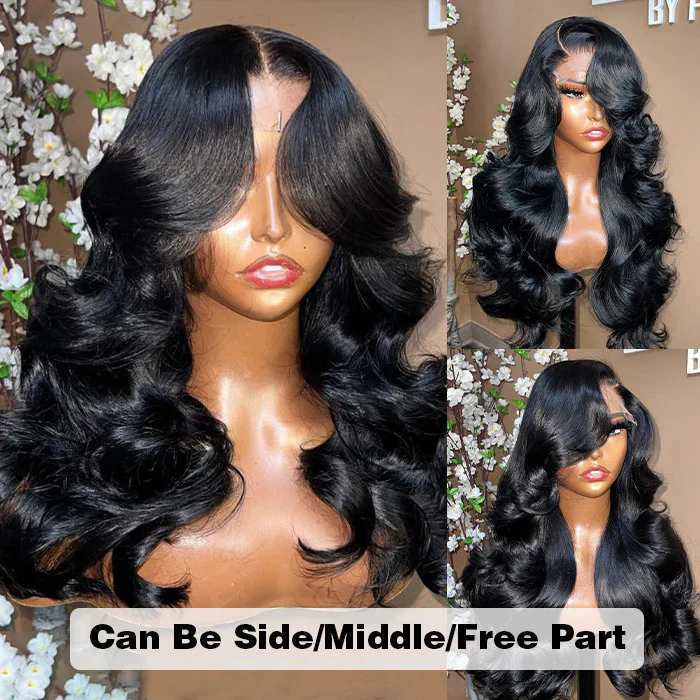 2Wigs $199 | Body Wave Curtain Bangs Wig + 4C Edges Curly Glueless Wig 8x5 Pre Cut HD Lace Wig Special Offer - Image 3