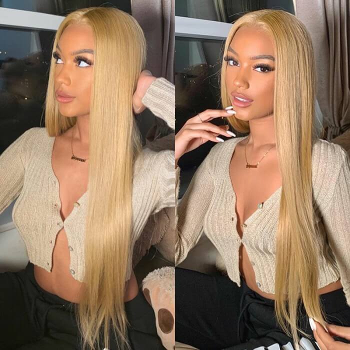 #27 Honey Blonde Straight Colored 13x4 HD Lace Frontal Wigs and 4x4 Lace Closure Wigs - Image 7