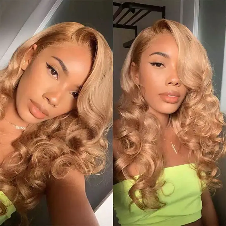 #27 Honey Blonde Body Wave Colored 13x4 HD Lace Frontal Wigs and 4x4 Lace Closure Wigs - Image 4