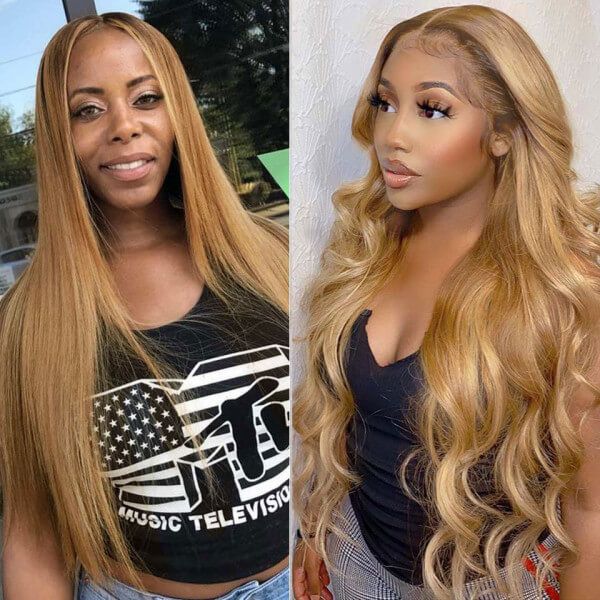 #27 Honey Blonde Body Wave Colored 13x4 HD Lace Frontal Wigs and 4x4 Lace Closure Wigs - Image 5