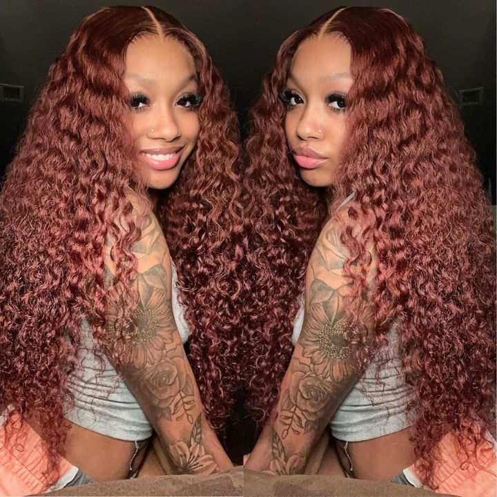 Clearance Sale | Pre All 13x4 Glueless HD Lace Sunset Reddish Brown Jerry Curly Drawstring Wig With Bleached Knots Special Offer - Image 6