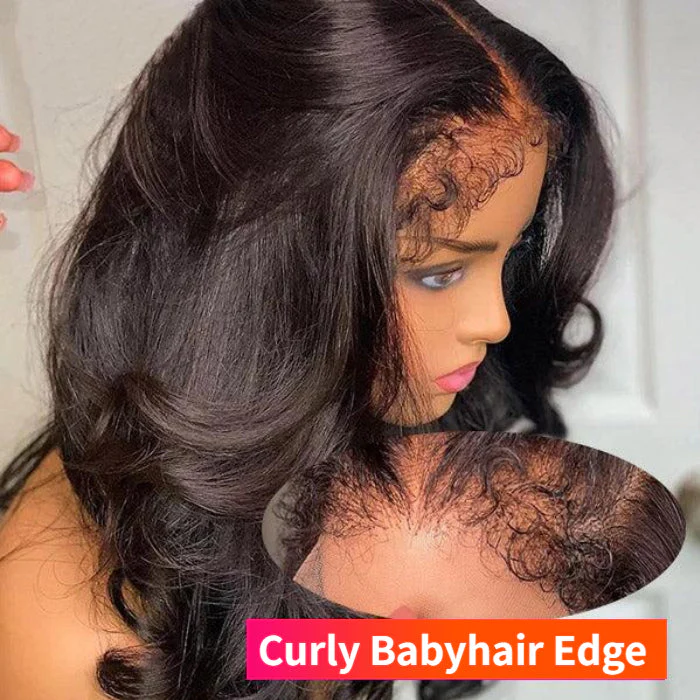 4C Edge Body Wave HD Lace Front Wig With Curly Baby Hair Pre Plucked Natural Hairline Glueless Human Hair Wigs - Image 5