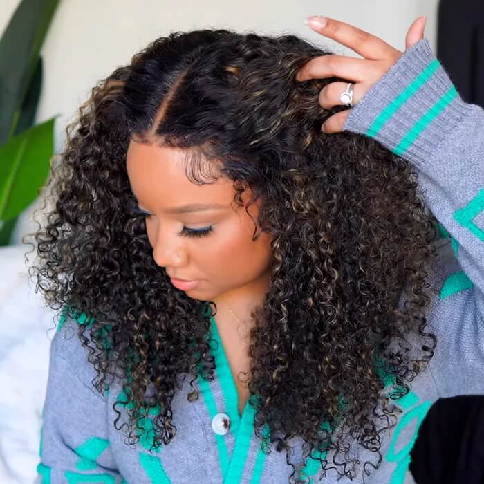 4C Edges Hairline Wig Honey Blonde Highlight Wig 13x4 8x5 HD Lace Front Jerry Curly Human Hair Wigs - Image 8