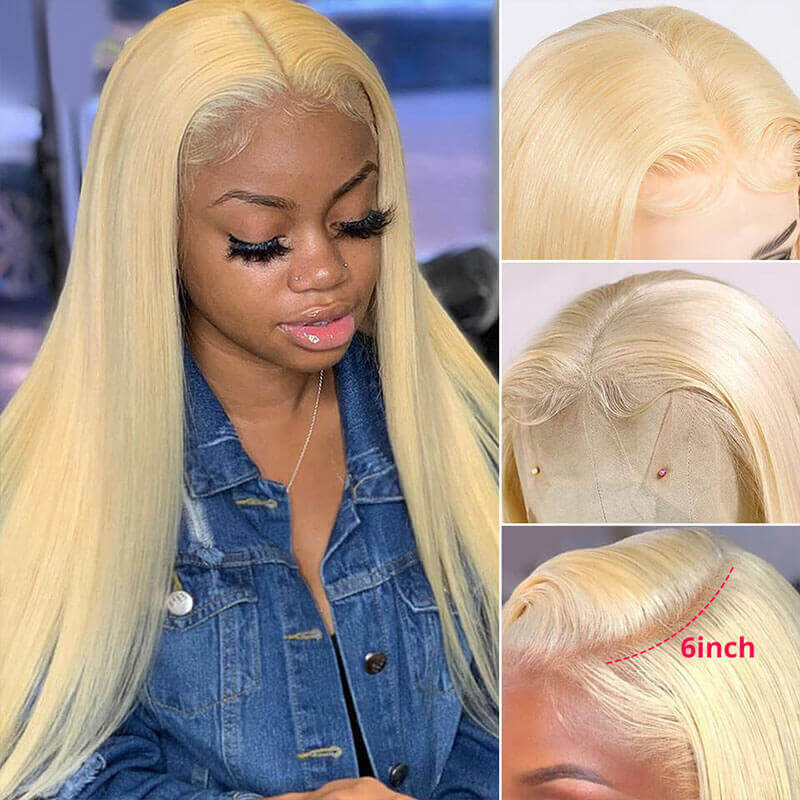 613 Blonde 13x6 HD Lace Front Human Hair Wigs Pre Plucked Straight Wig - Image 3