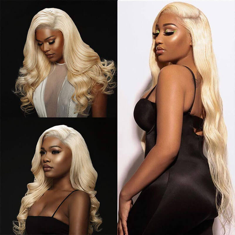 613 Blonde Color Body Wave Wig 13*4 HD Transparent Lace Frontal Human Hair Wigs For Women - Image 6