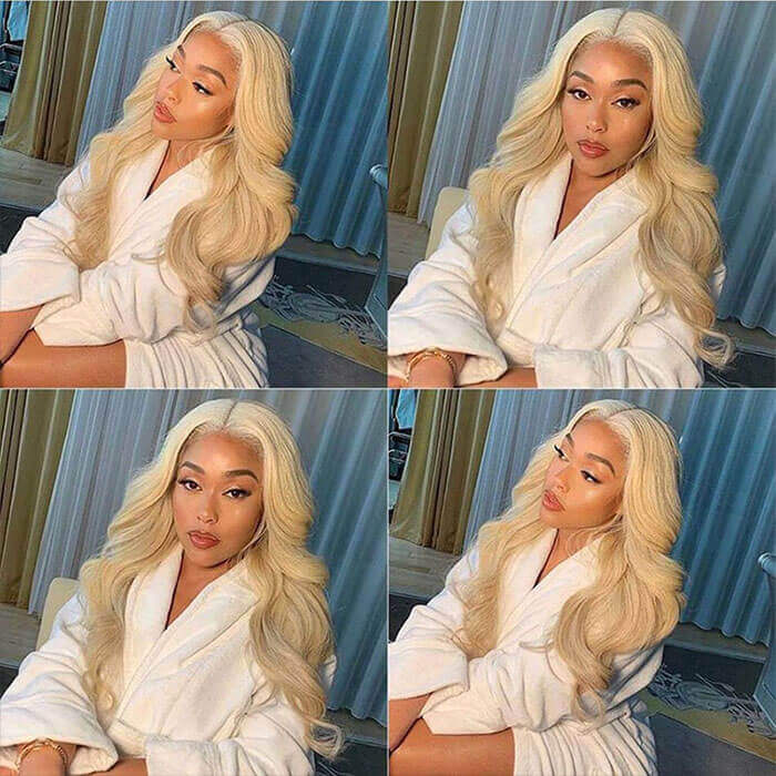 613 Blonde Wig Body Wave 13x6 Lace Frontal Human Hair HD Transparent Lace Wig - Image 5