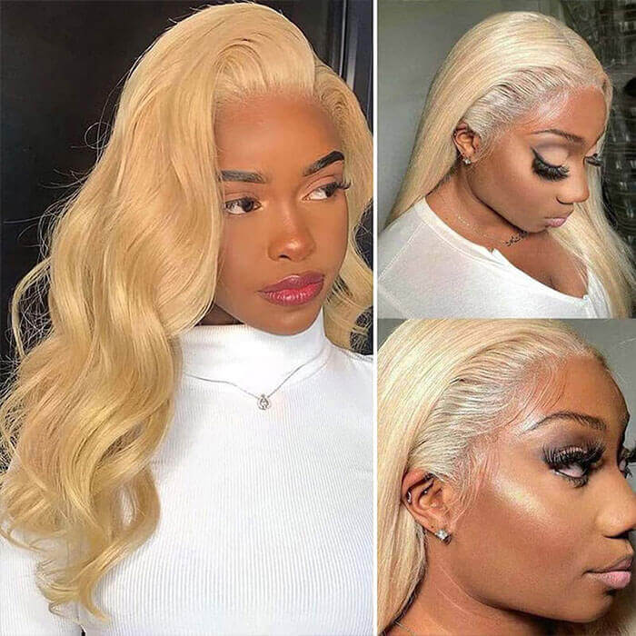613 Blonde Wig Body Wave 13x6 Lace Frontal Human Hair HD Transparent Lace Wig - Image 6