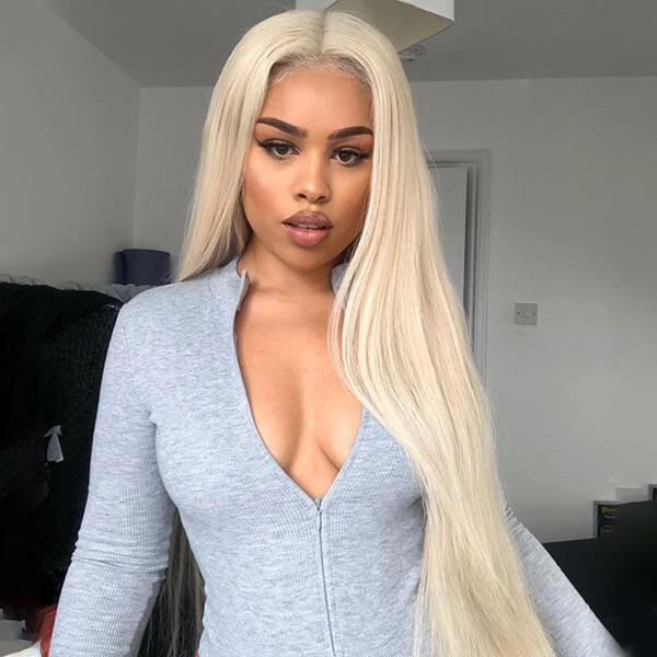 613 Blonde Wig Straight  Wig 4x4 Lace Closure Wig HD Transparent Lace Wig - Image 3