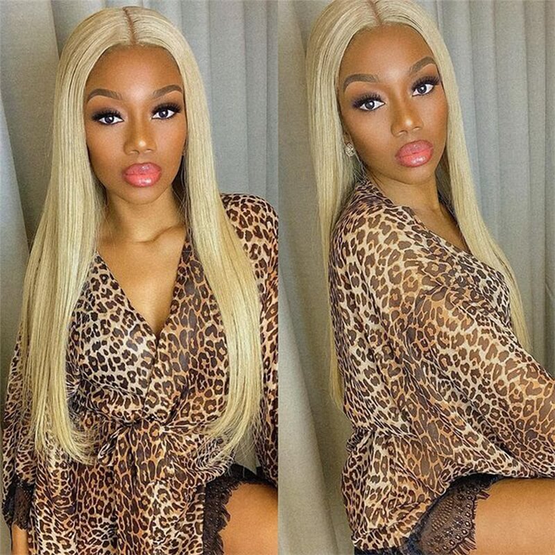 613 Blonde Wig Straight  Wig 4x4 Lace Closure Wig HD Transparent Lace Wig - Image 4