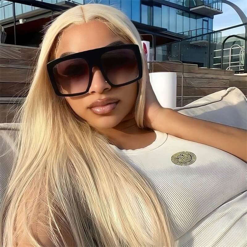 613 Blonde Wig Straight  Wig 4x4 Lace Closure Wig HD Transparent Lace Wig - Image 5