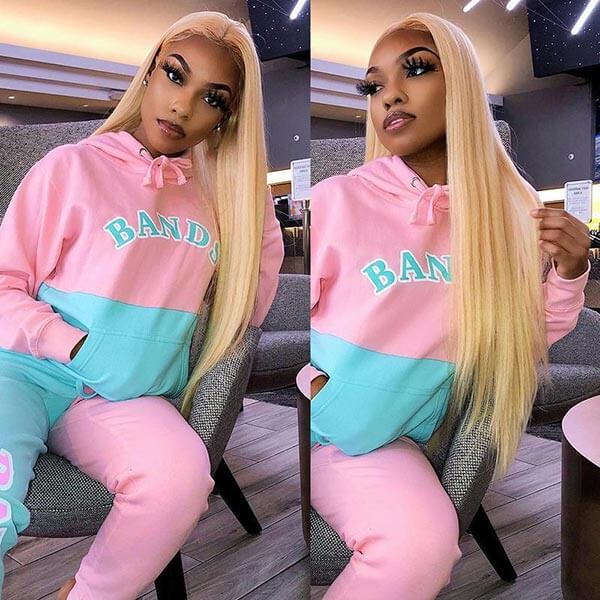 613 Blonde Wig Straight  Wig 4x4 Lace Closure Wig HD Transparent Lace Wig - Image 6