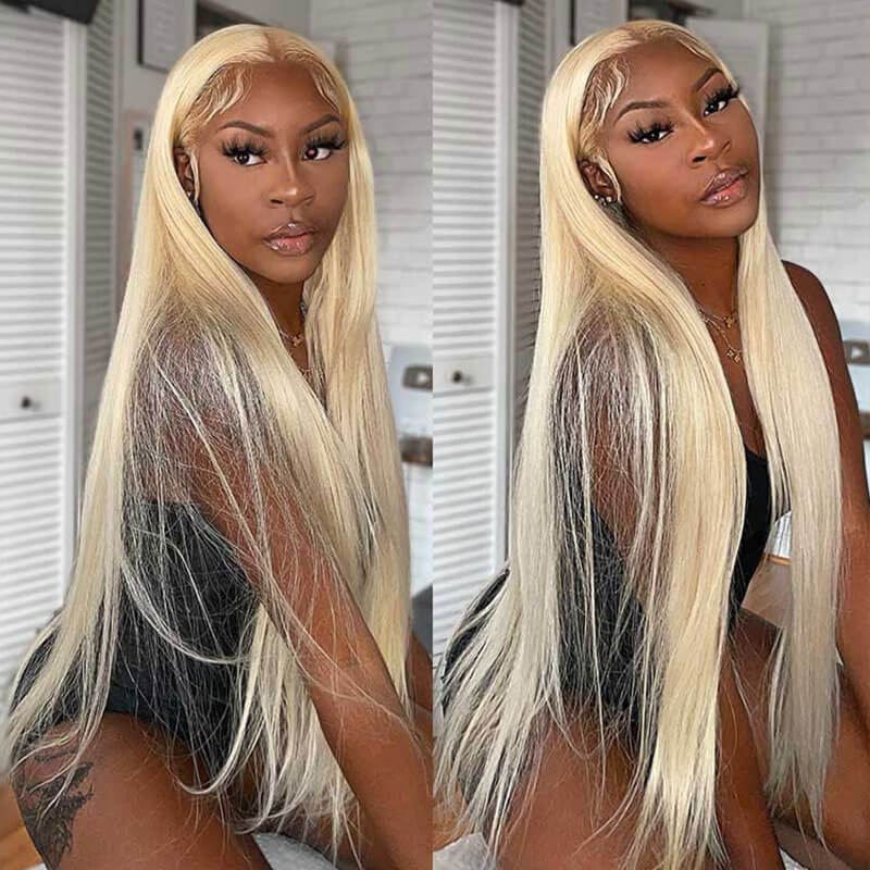 613 Honey Blonde Wigs Brazilian Straight HD Transparent 13x4 Lace Front Human Hair Wigs - Image 3