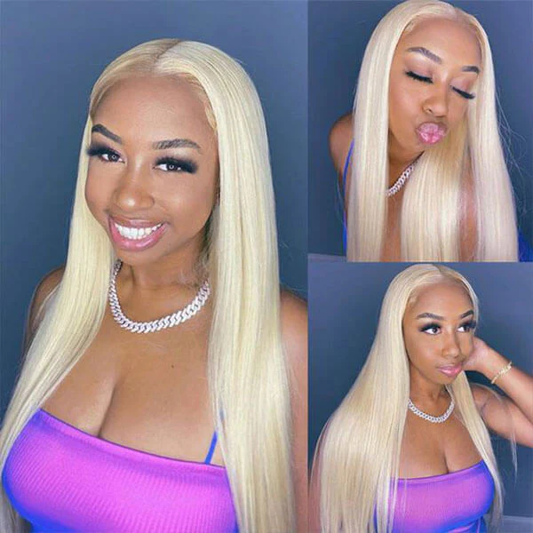 613 Honey Blonde Wigs Brazilian Straight HD Transparent 13x4 Lace Front Human Hair Wigs - Image 6