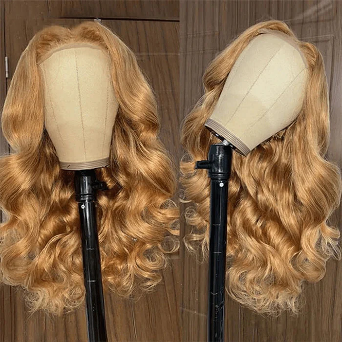 #27 Honey Blonde Straight/Body Wave Upgrade 8x5 Pre Cut HD Lace Put On And Go Glueless Human Hair Wigs - Image 5