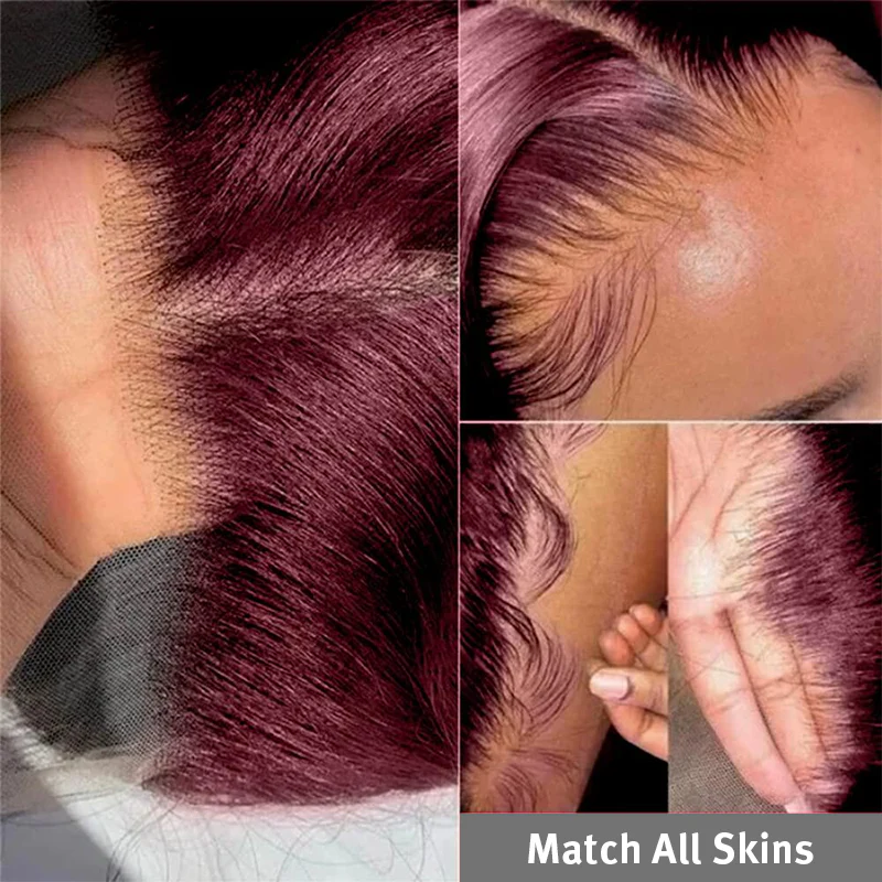 T1b/99J Red Color Human Hair 13x4 Lace Front Wigs 99J Short Cut Bob Wigs - Image 4