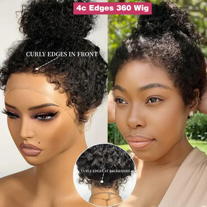 [$239 = 2 Wigs] Invisi-String 360 Lace Frontal 4C Edge Kinky Straight & Body Wave Wig Special Offer - Image 4