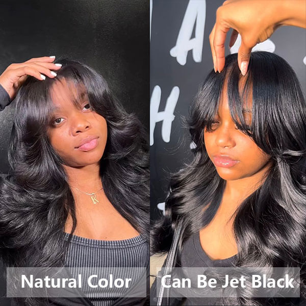 Curtain Air Bangs Body Wave Human Hair Wigs 13x4 /4x4 Lace Wig/ Full Machinemade Wig Available - Image 5