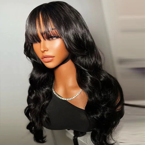 Body Wave Wig Top Lace Wig With Bangs Glueless Wigs 100% Human Hair| Beginner Friendly - Image 3
