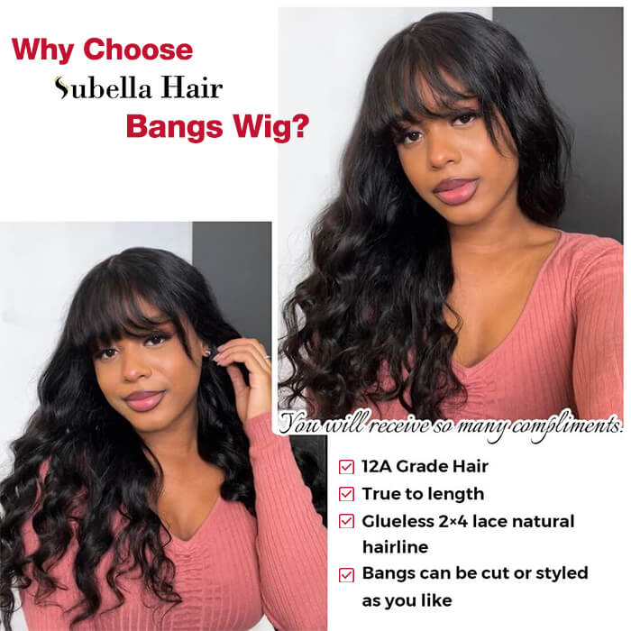Body Wave Wig Top Lace Wig With Bangs Glueless Wigs 100% Human Hair| Beginner Friendly - Image 6