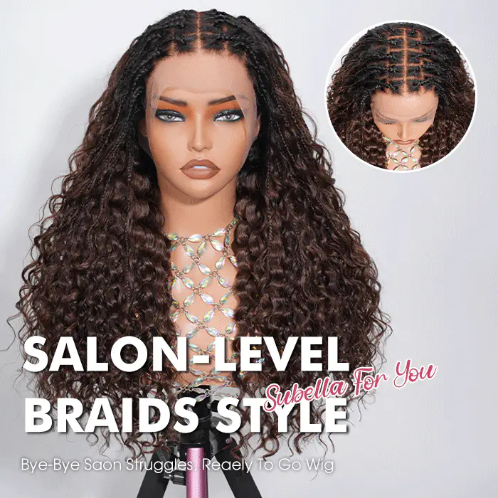 Braided Glueless Wig Drawstring Cap 13x6 HD Lace Front Knotless Boho Curls Human Hair Wigs - Image 10