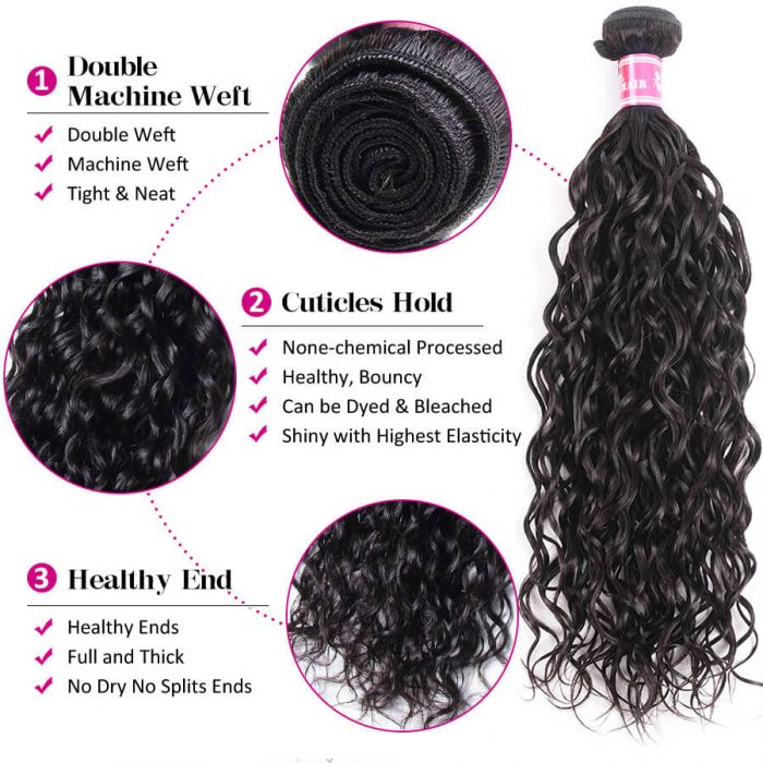 Brazilian Water Wave Virgin Human Hair 3 Bundles 100% Unprocessed Virgin Human Hair Extension - Image 3