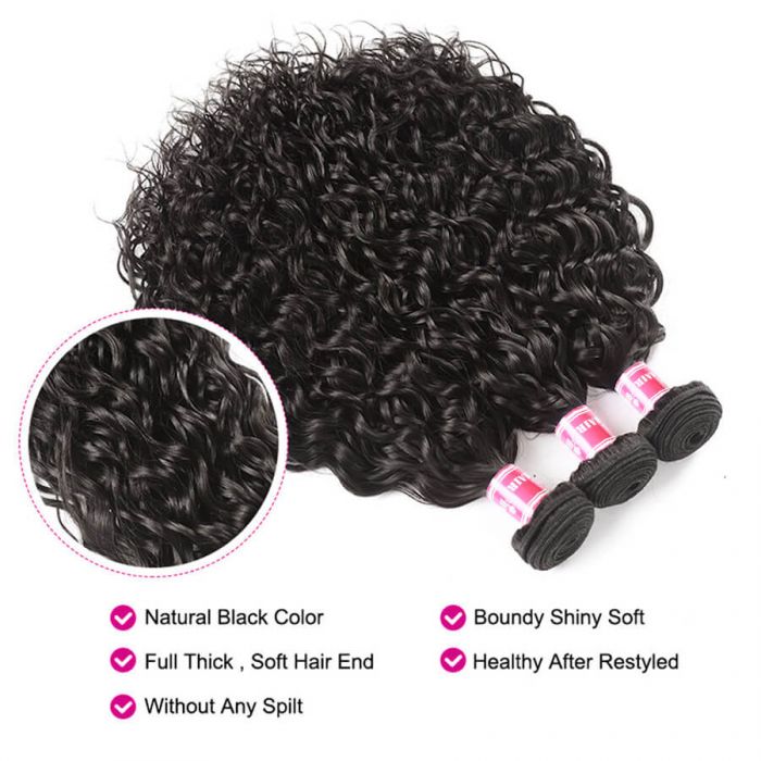 Brazilian Water Wave Virgin Human Hair 3 Bundles 100% Unprocessed Virgin Human Hair Extension - Image 4