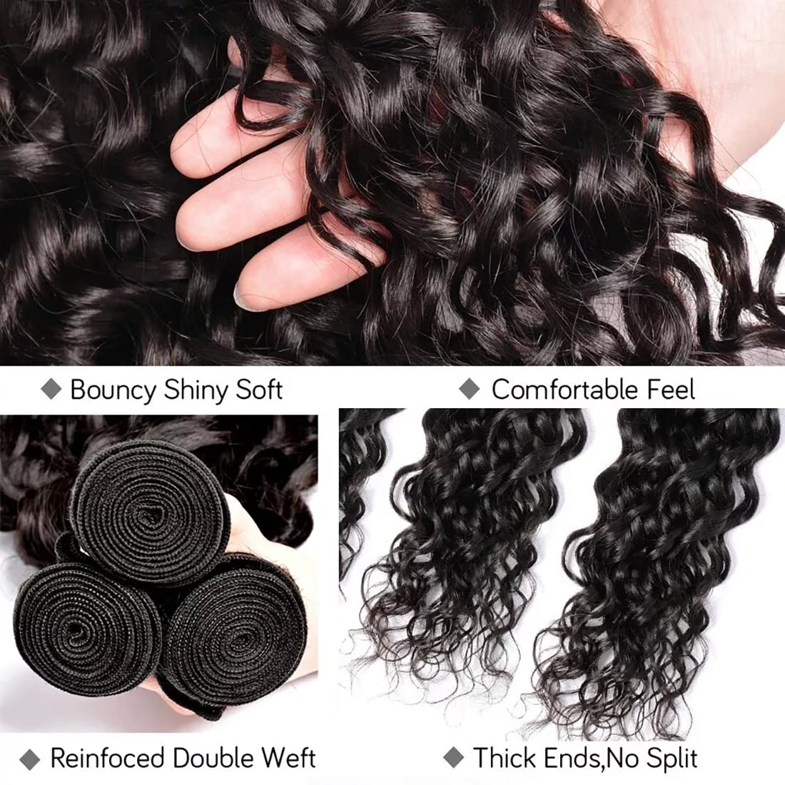 Brazilian Water Wave Virgin Human Hair 3 Bundles 100% Unprocessed Virgin Human Hair Extension - Image 7
