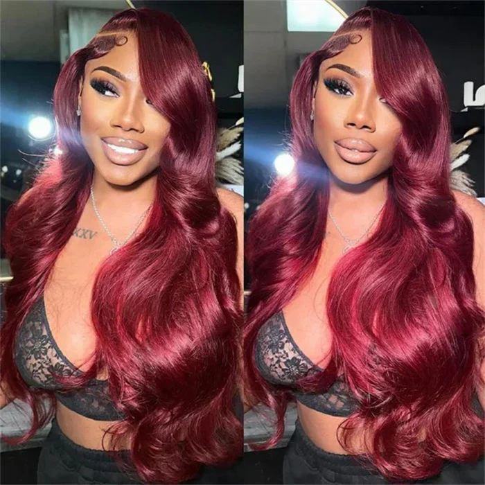 20"=$149 99J Burgundy Red Straight/Body Wave Wigs 13x4/4x4 HD Lace Front Wig Special Offer - Image 4