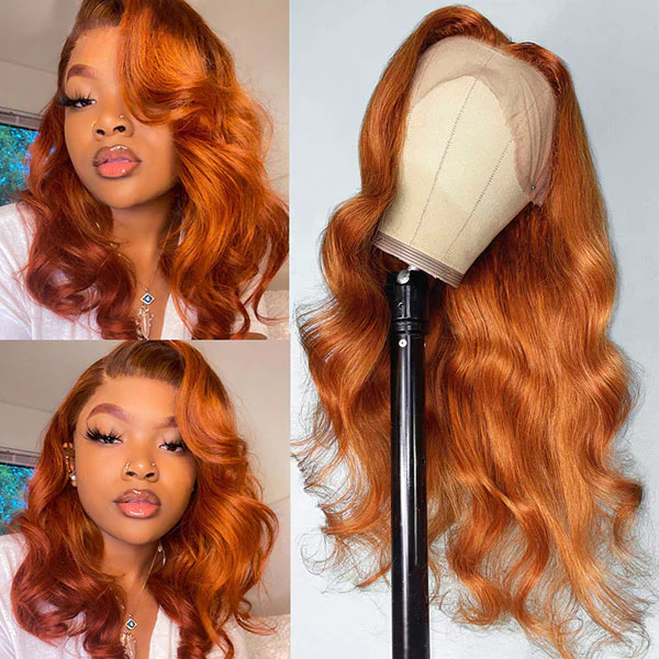 Cinnamon Orange Ginger Color #350 Straight/Body Wave 8x5 Pre Cut HD Lace Human Hair Glueless Wig - Image 7