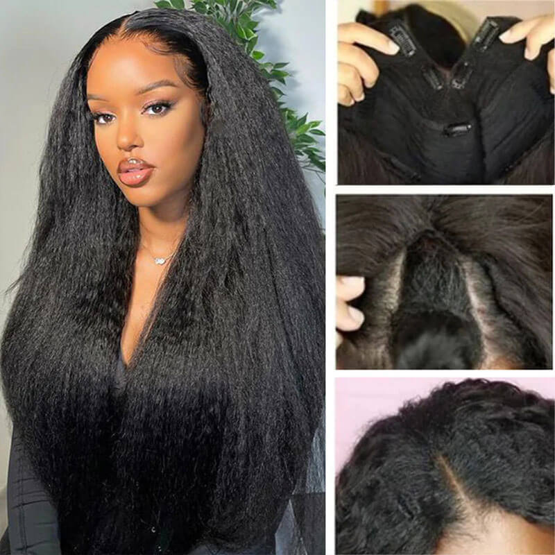 Subella Glueless V Part 0 Skill Needed Wig Beginner Friendly Natural Scalp Kinky Straight Human Hair - Image 3