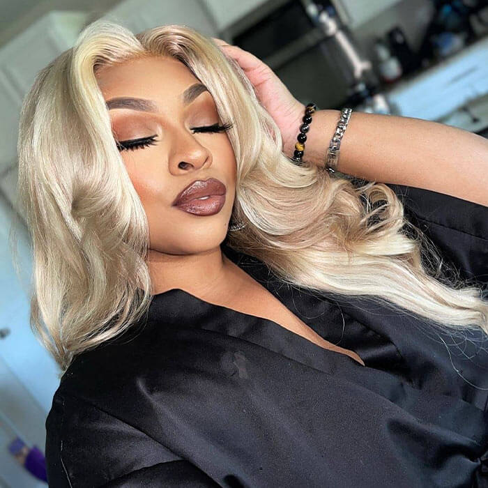 Curtain Bangs Blonde Hair With Highlights Wig Body Wave Glueless HD Lace Human Hair Wigs - Image 6