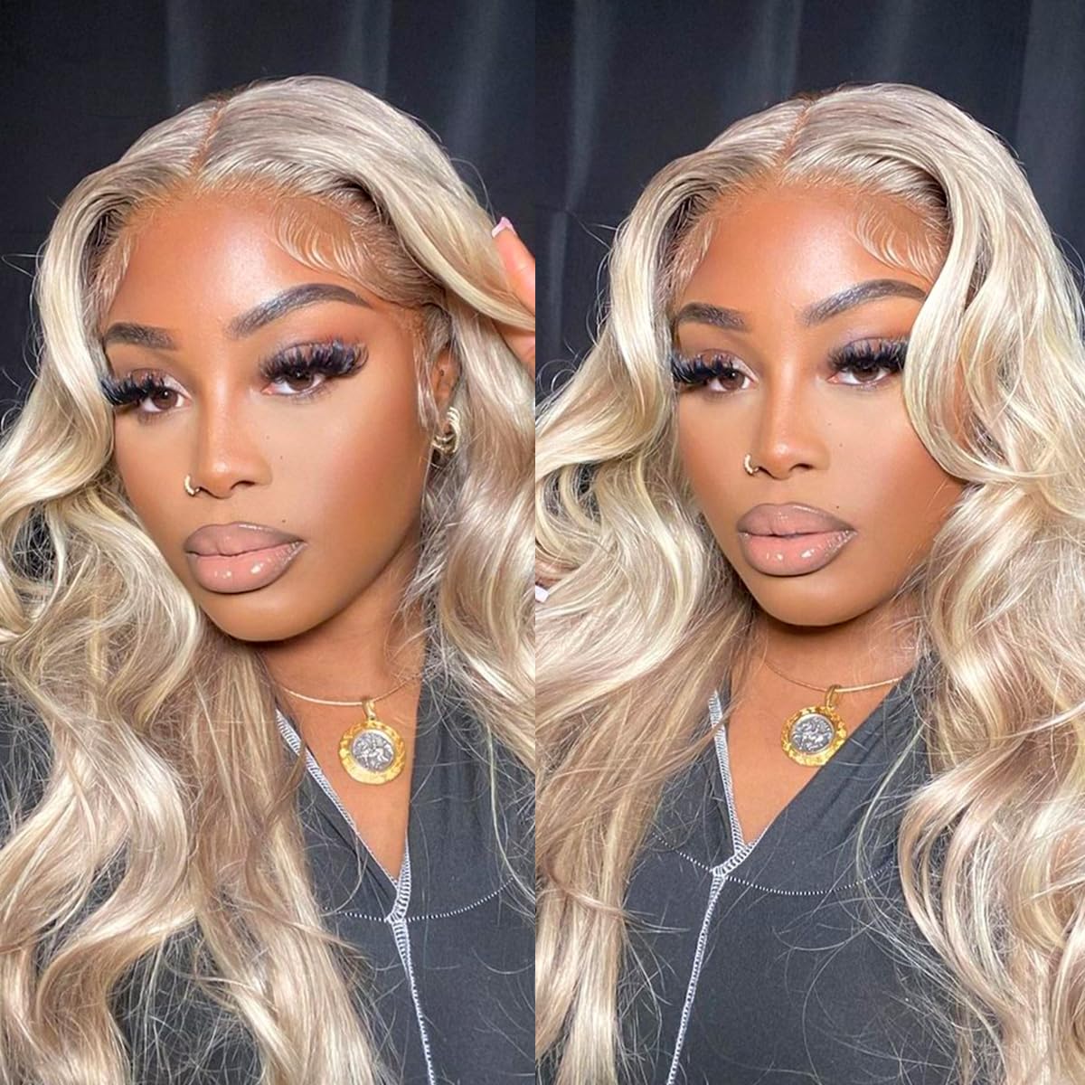 Curtain Bangs Blonde Hair With Highlights Wig Body Wave Glueless HD Lace Human Hair Wigs - Image 8