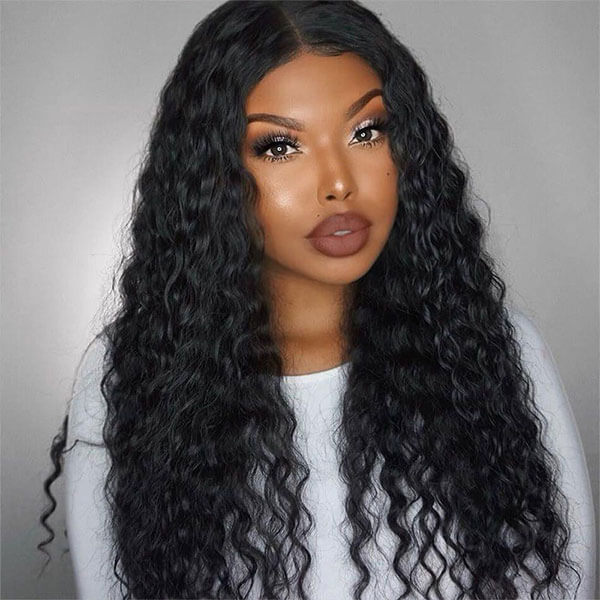 Deep Wave HD Transparent 4x4 Lace Closure Wig Natural Black Human Hair Wigs - Image 5