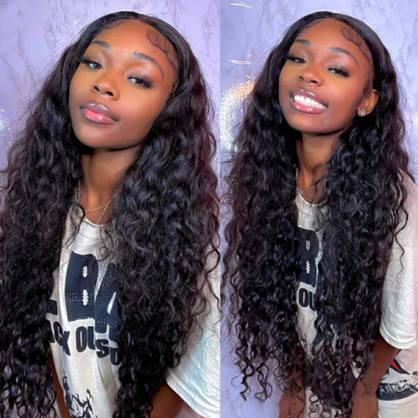 Deep Wave HD Transparent 4x4 Lace Closure Wig Natural Black Human Hair Wigs - Image 6