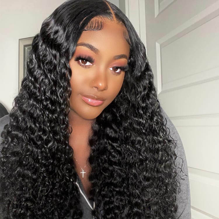 Deep Wave HD Transparent Lace Front Wig Pre Plucked Natural Hairline 100% Human Virgin Hair Wigs - Image 6