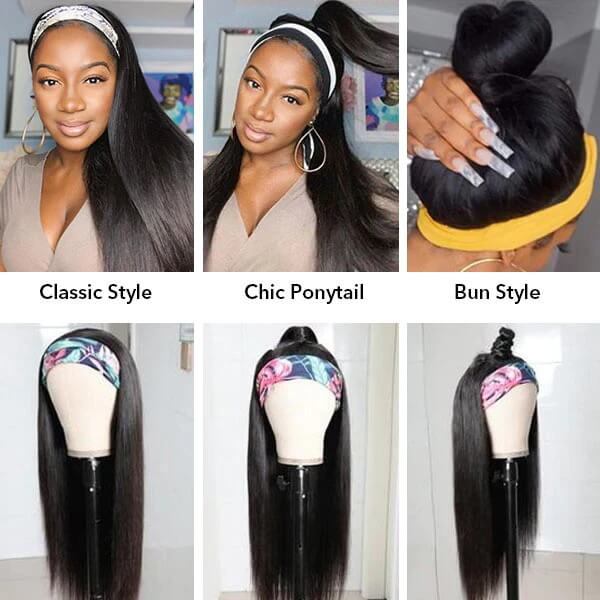 Straight Headband Wig Natural Color Human Virgin Hair Wig Headband Half Wig| Beginner Friendly - Image 5
