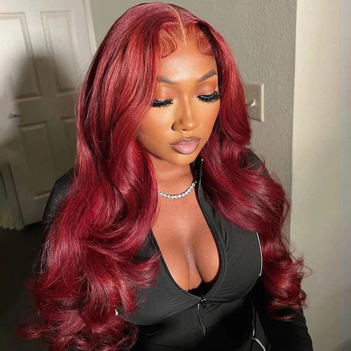 20"=$149 99J Burgundy Red Straight/Body Wave Wigs 13x4/4x4 HD Lace Front Wig Special Offer - Image 3