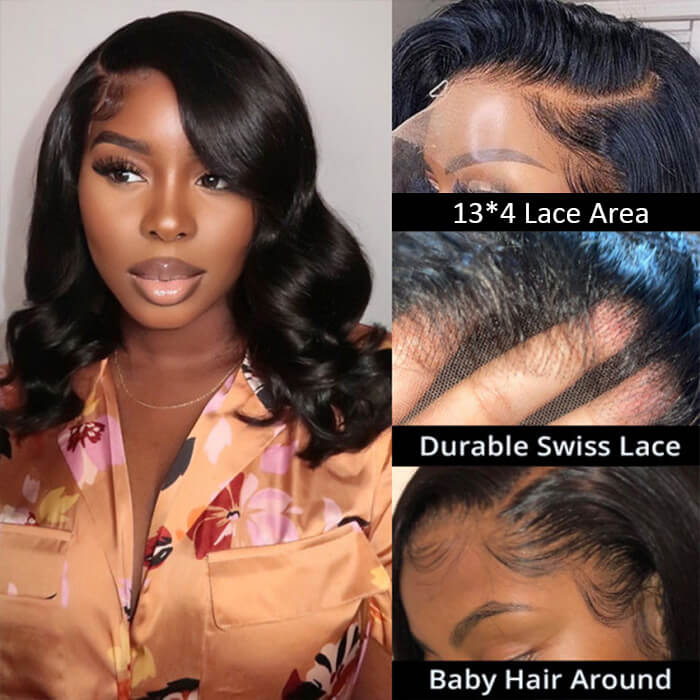 14"=$89 Body Wave Short bob Wigs 13x4 Lace Front Wigs 100% Real Human Hair Wig Special Offer - Image 4