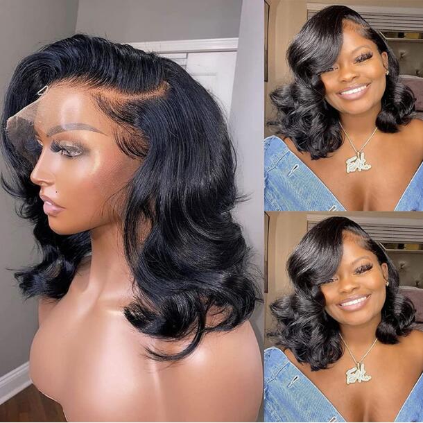 14"=$89 Body Wave Short bob Wigs 13x4 Lace Front Wigs 100% Real Human Hair Wig Special Offer - Image 5