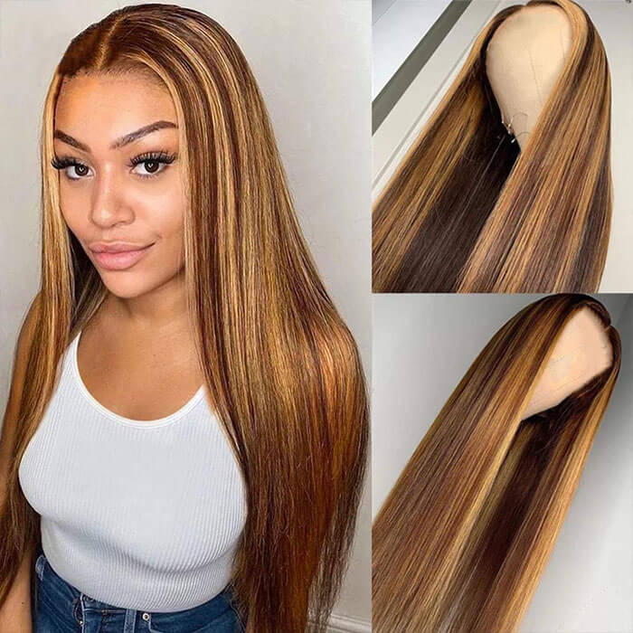 18"=$98 Highlight Wigs 4/27 Color 4x4 HD Lace Closure Wig Straight Human Hair Wig Special Offer - Image 4