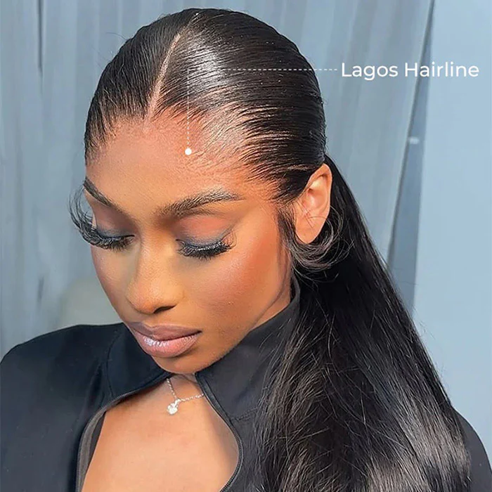 Flawless M-shaped Lagos Hairline Widows Peak Silk Straight Human Hair HD Lace Front Wig - Image 6