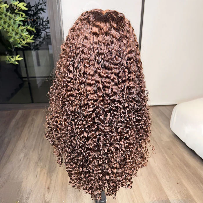 Glueless 4C Edges Curly Wig Reddish Brown Auburn Color Human Hair HD Lace Wig Kinky Edges Natural Hairline - Image 7