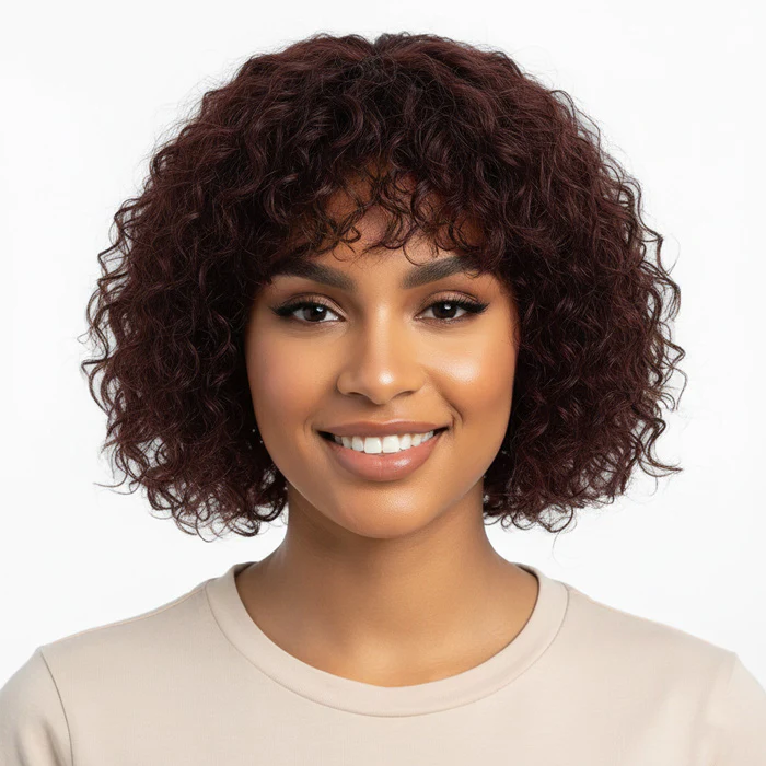 Clearance Sale | Glueless Curly Bob Wig Short Human Hair Wig With Bangs For Women Special Offer - Image 4