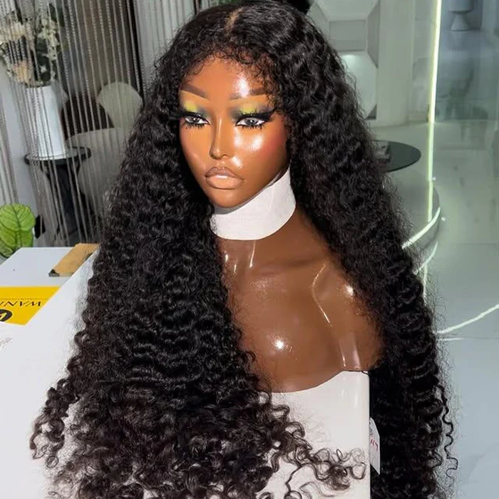 Glueless Deep Wave 8x5 Pre Cut Lace Wig 4C Hairline Kinky Edges Human Hair Wig with Curly Baby Hair Special Offer - Image 4