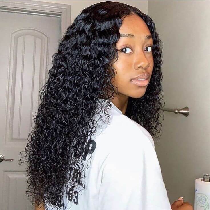 HD Transparent T Part Lace Wig Curly Human Hair Wigs Pre Plucked with Baby Hair - Image 4